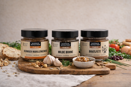 [10113-20] 3er Bestseller Bratlfett* 130g - Milde Bohne 160g - Kerniger Marillengenuss 175g